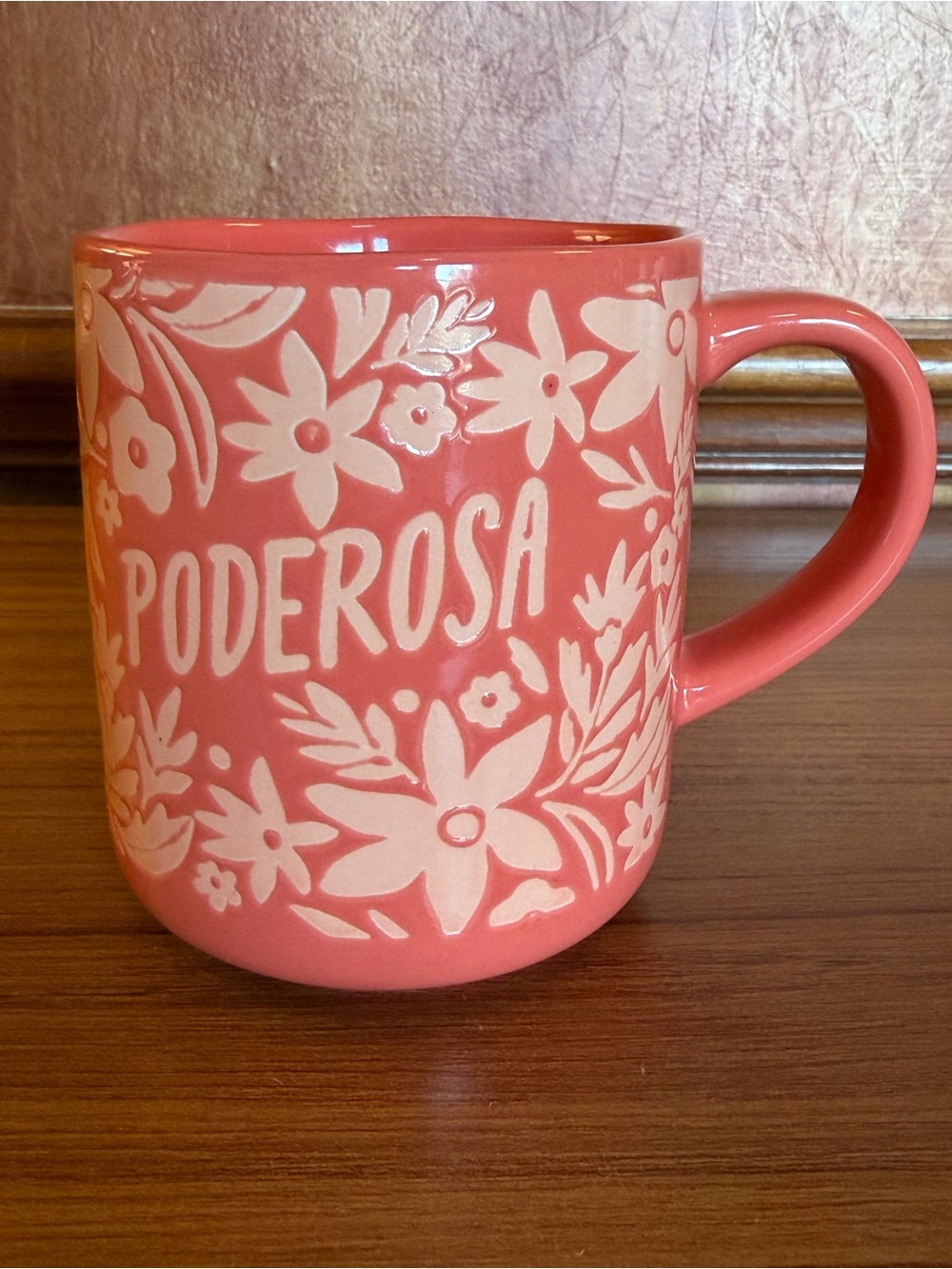 Opalhouse Target Poderosa Stoneware Coffee Mug Coral Pink Floral 16oz - Picture 6 of 6